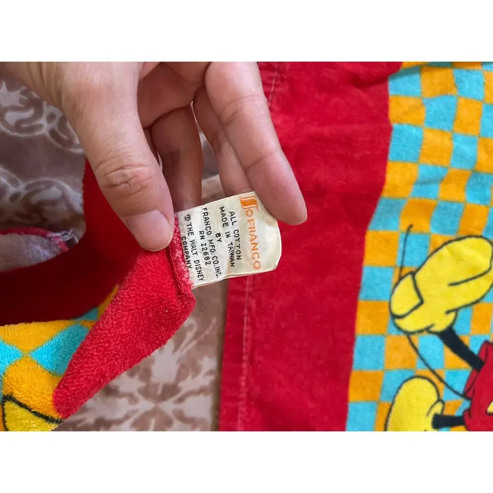 Vintage Mickey Mouse Terry Bath Towel Set by Franco‎ for Walt Disney Co 80s